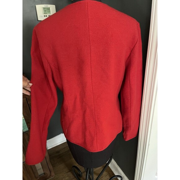 Geiger Collection Embroidered Boiled Wool Jacket Caridgan Flowers Red 40 M - Picture 7 of 8